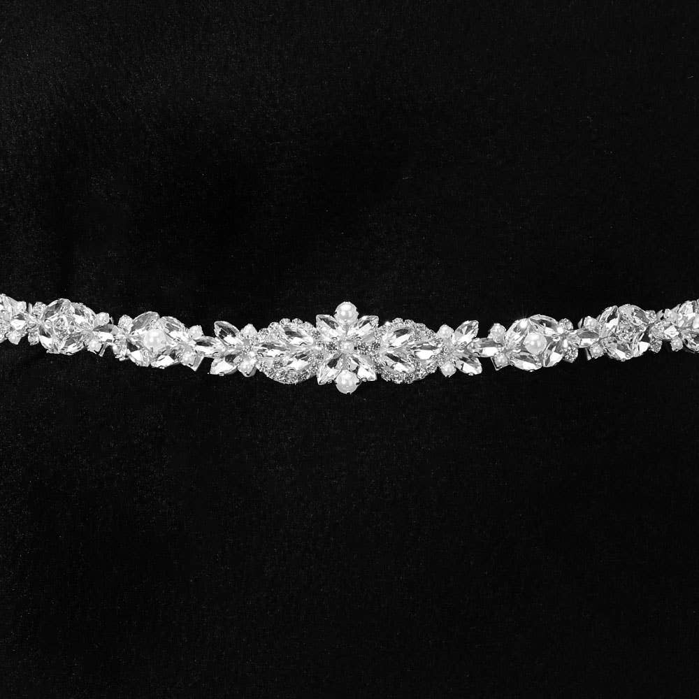 Pearl Marquise Rhinestone Crystal Flower Wedding Belt