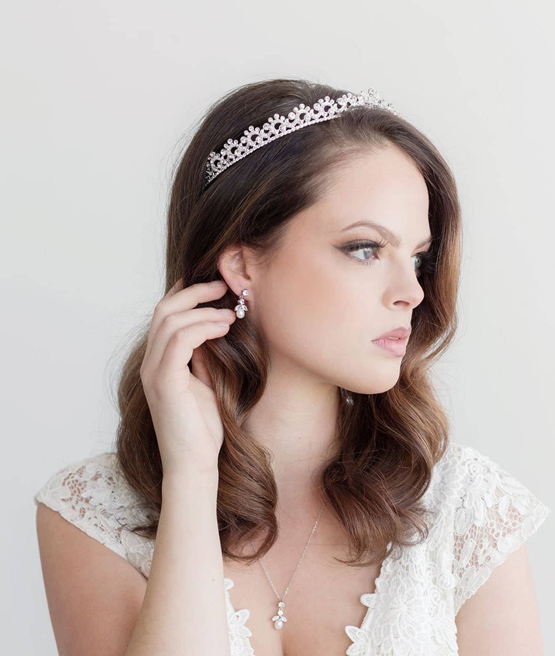 Kylar Crystal Wedding Tiara: Rose gold