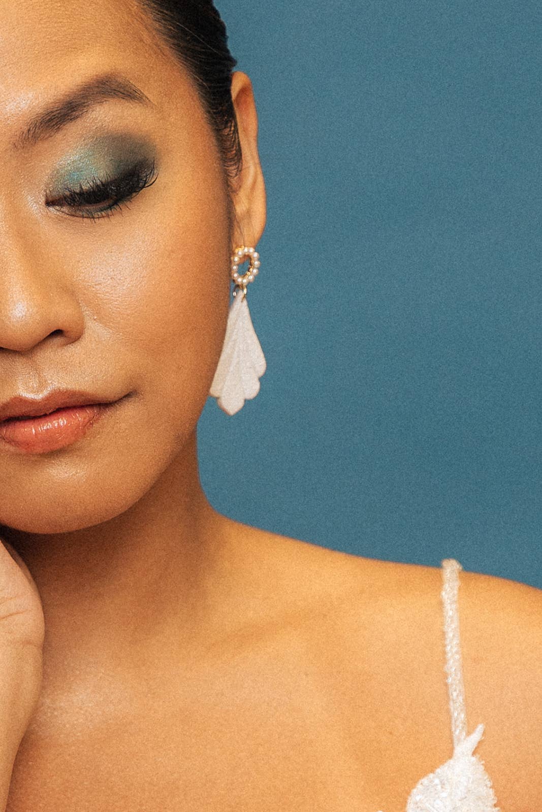 Camellia Earrings - Pearl Wedding Earrings