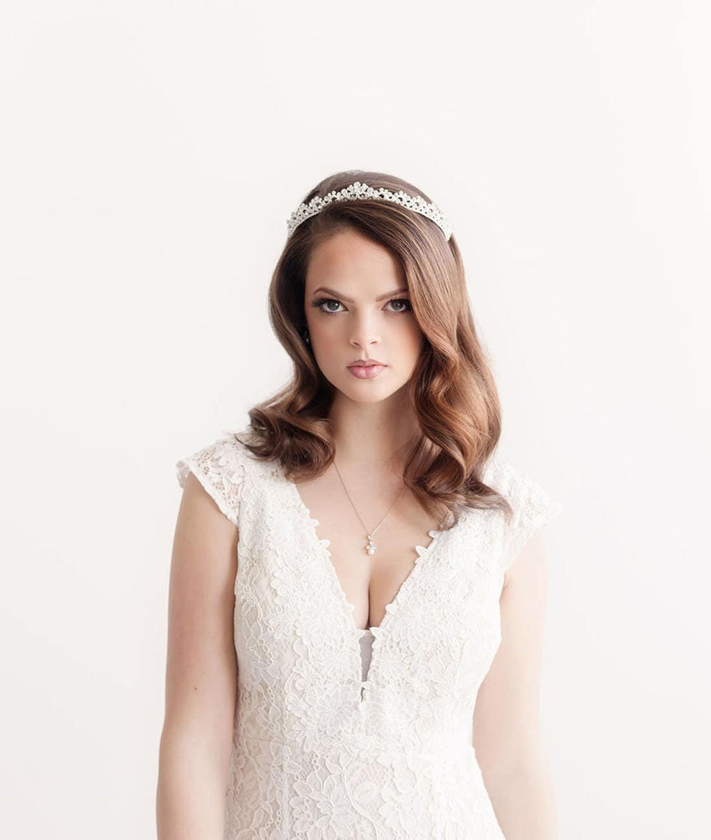 Kylar Crystal Wedding Tiara: Rose gold