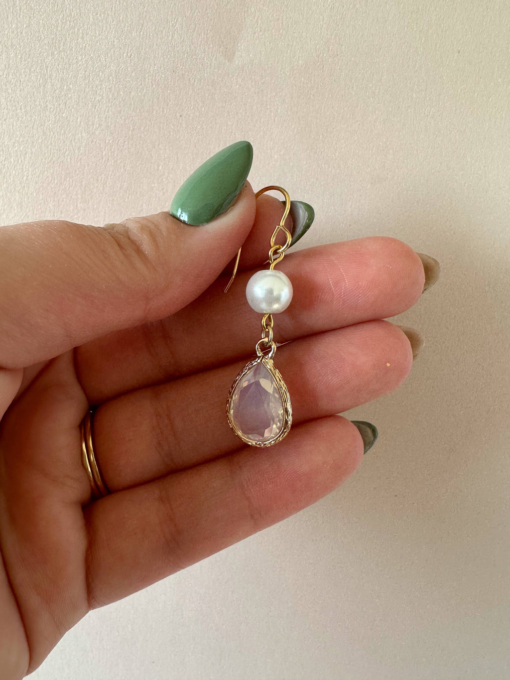 Enya Earrings - Pearl & Opal Gold Earrings: Gold Plated