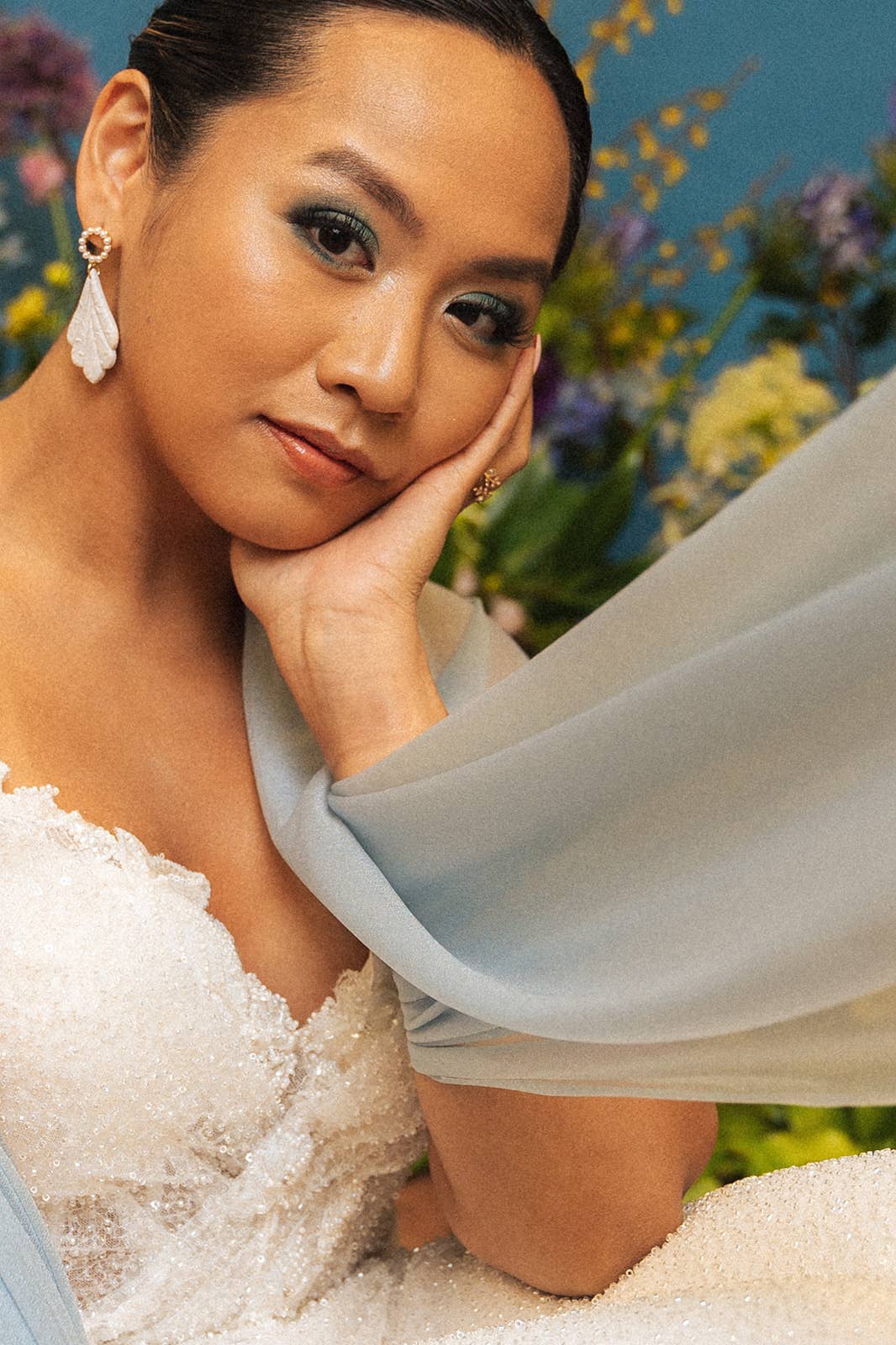 Camellia Earrings - Pearl Wedding Earrings