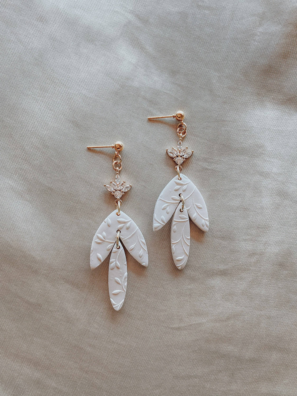 Flora Earrings - Gold or Silver Floral Wedding Earrings: Gold