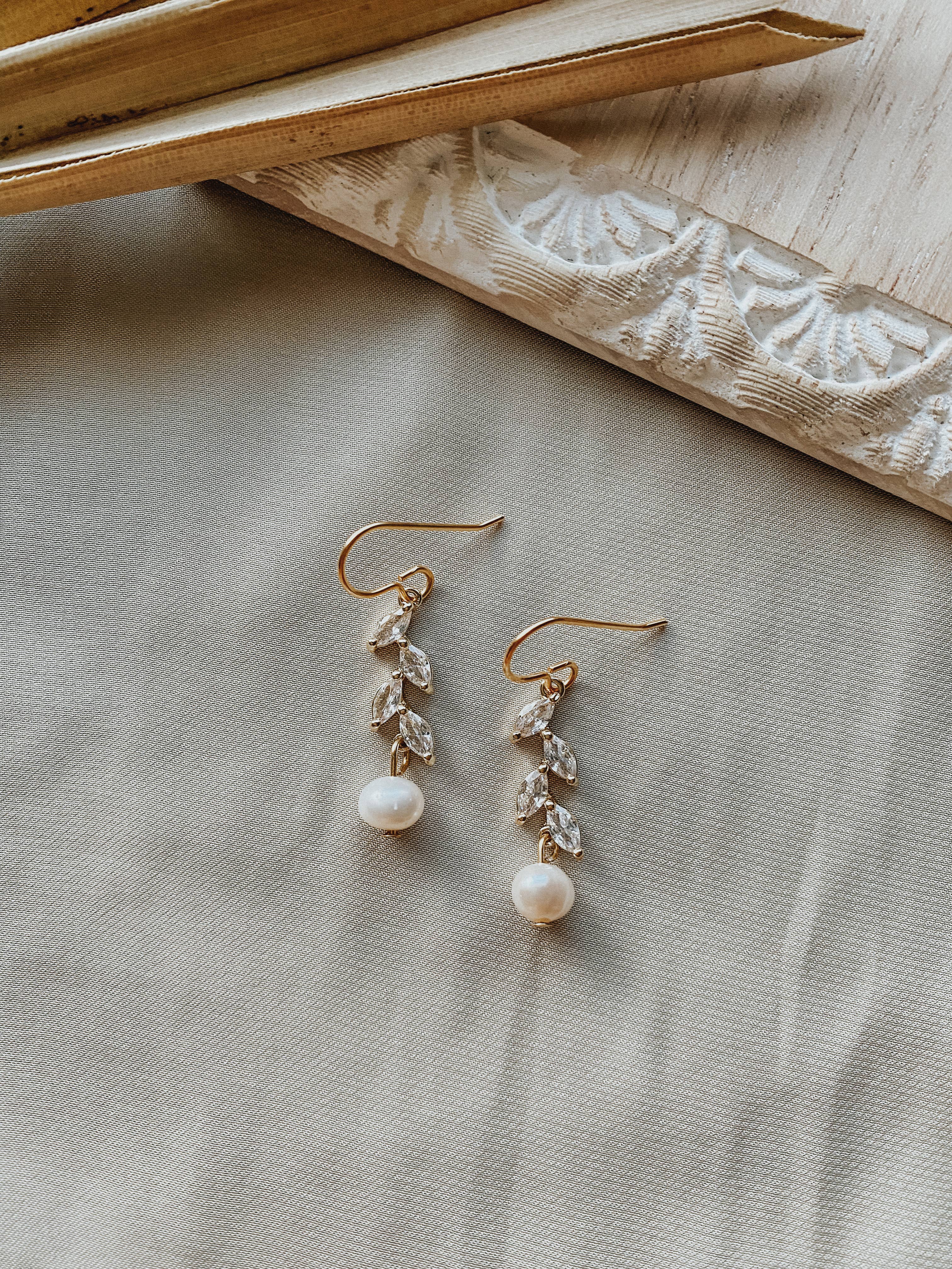 Pearl Earrings - Gold Filled Wedding Jewelry: Gold Plated