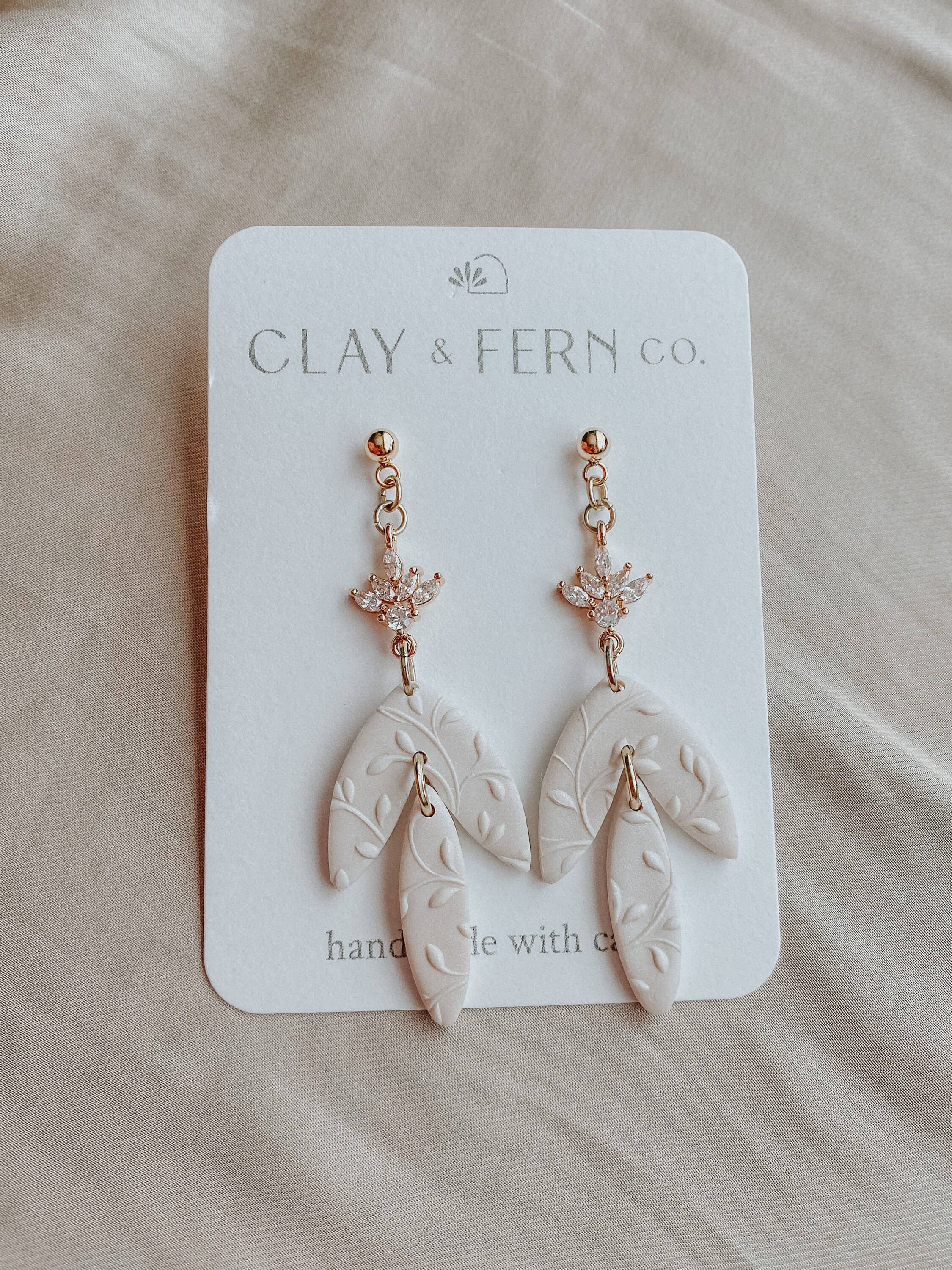 Flora Earrings - Gold or Silver Floral Wedding Earrings: Gold