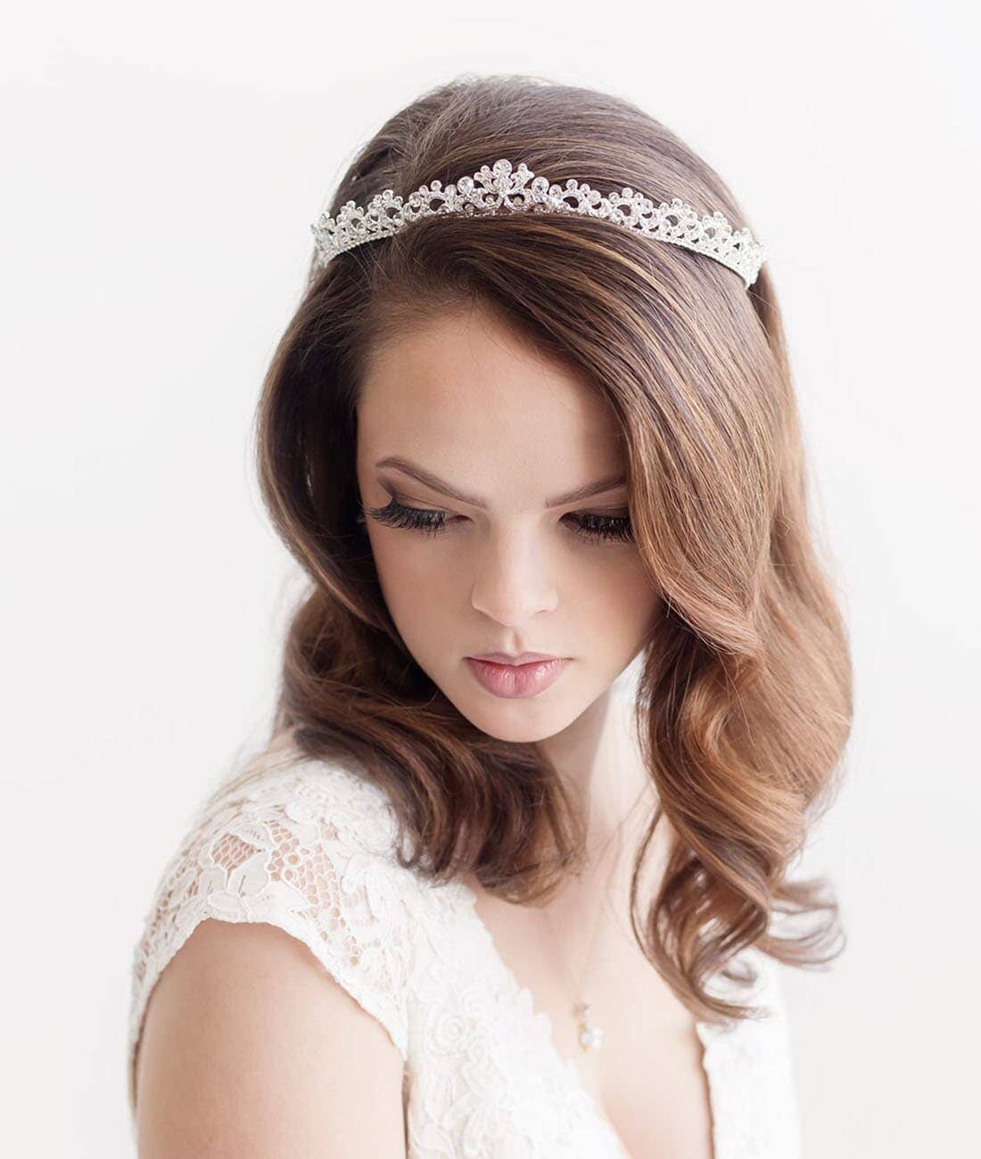 Kylar Crystal Wedding Tiara: Rose gold