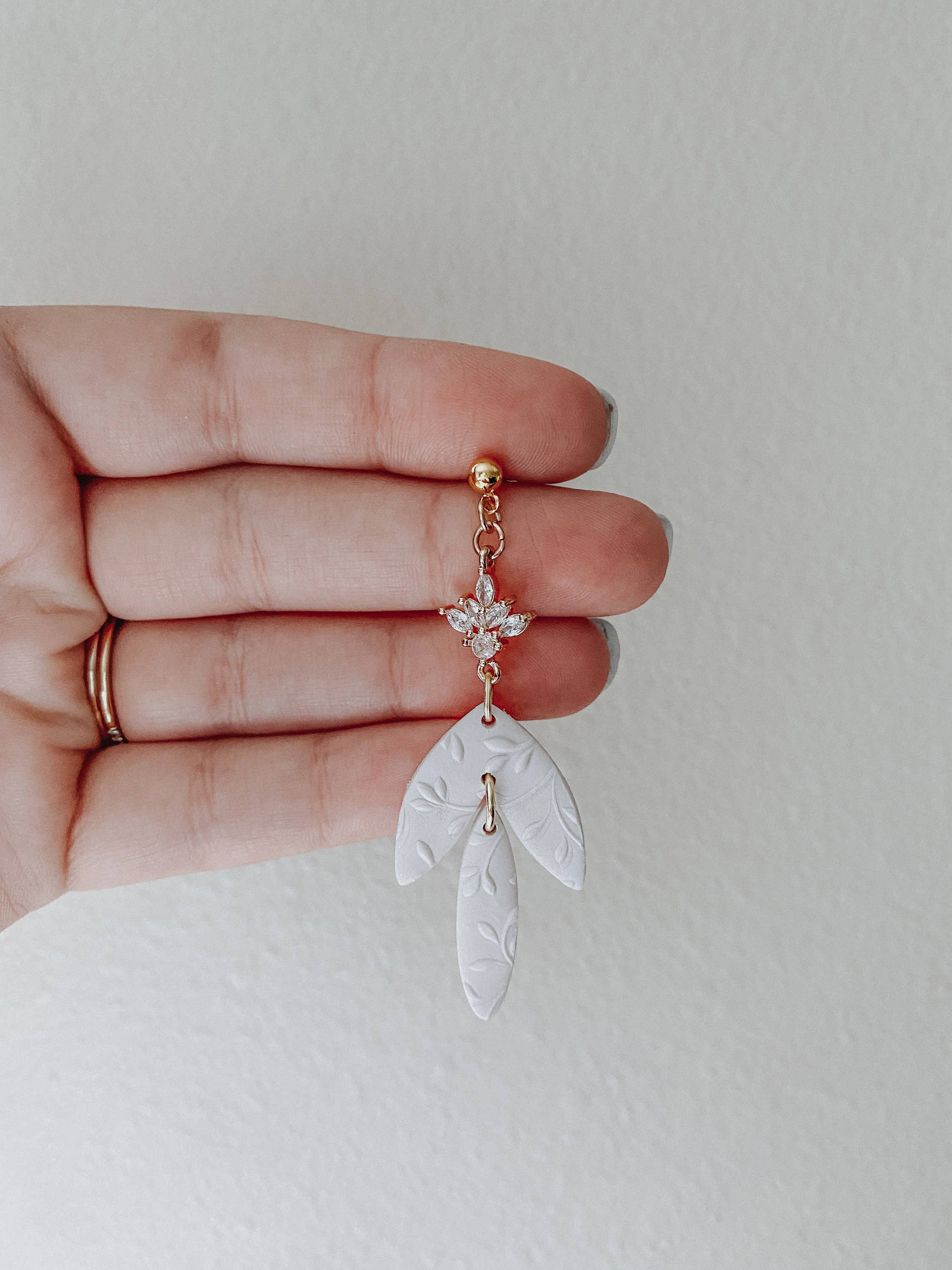 Flora Earrings - Gold or Silver Floral Wedding Earrings: Gold