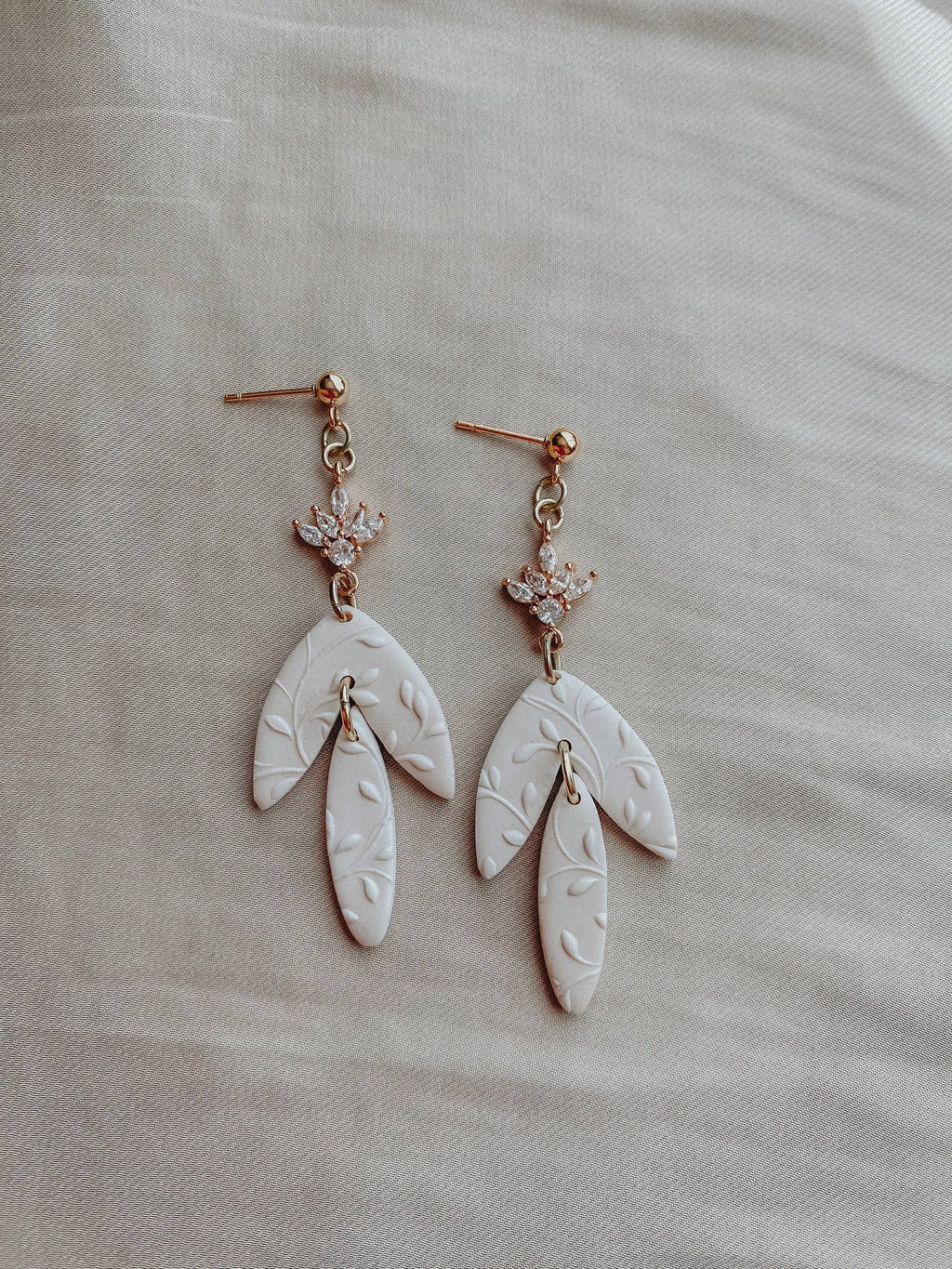 Flora Earrings - Gold or Silver Floral Wedding Earrings: Gold