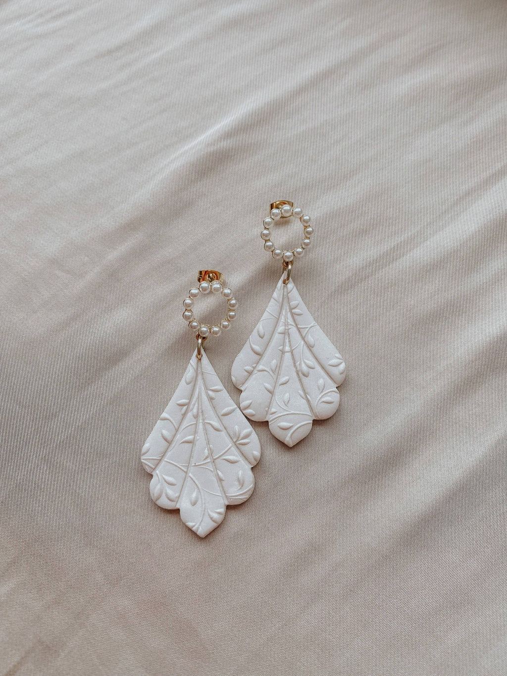 Camellia Earrings - Pearl Wedding Earrings