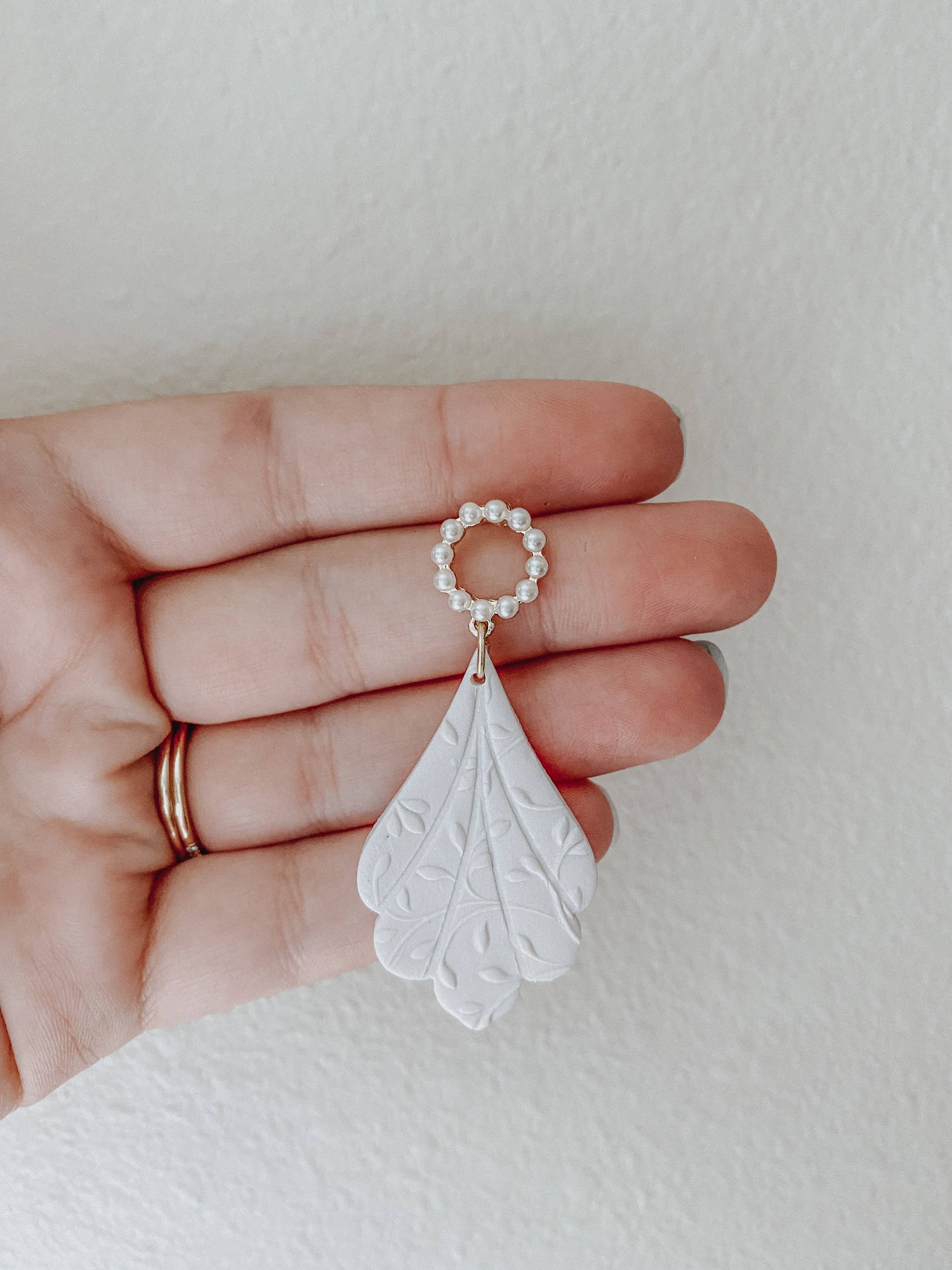 Camellia Earrings - Pearl Wedding Earrings